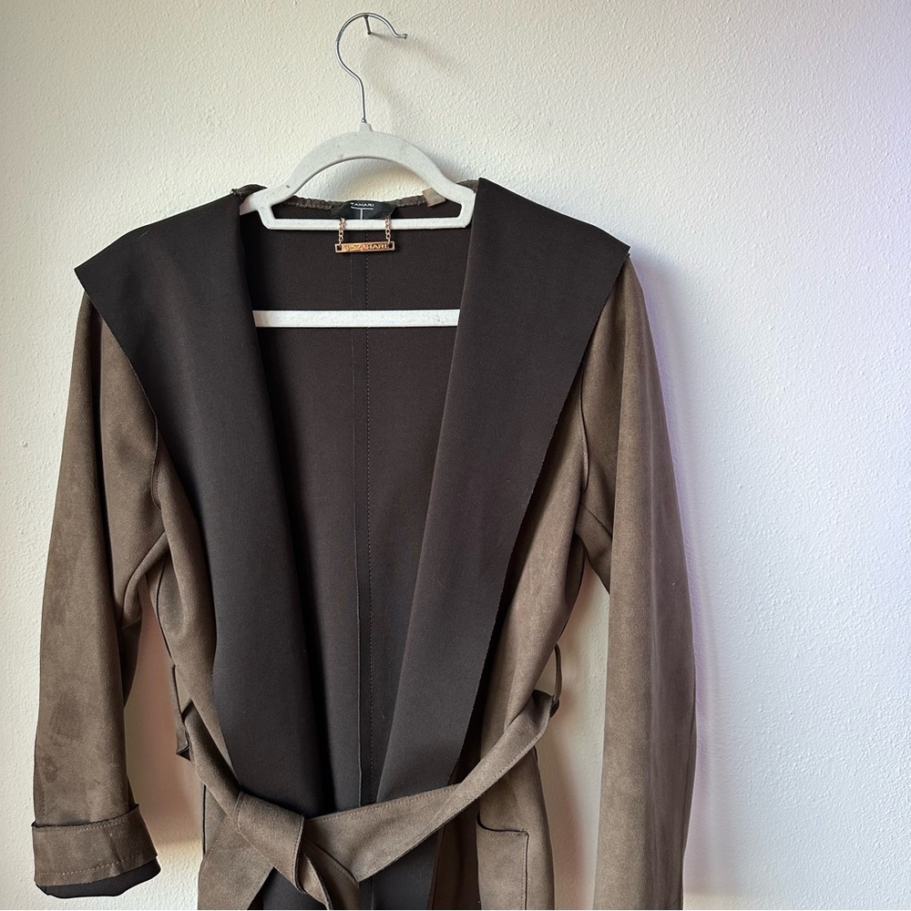 Tahari Suede Jacket size small - green and black - classy